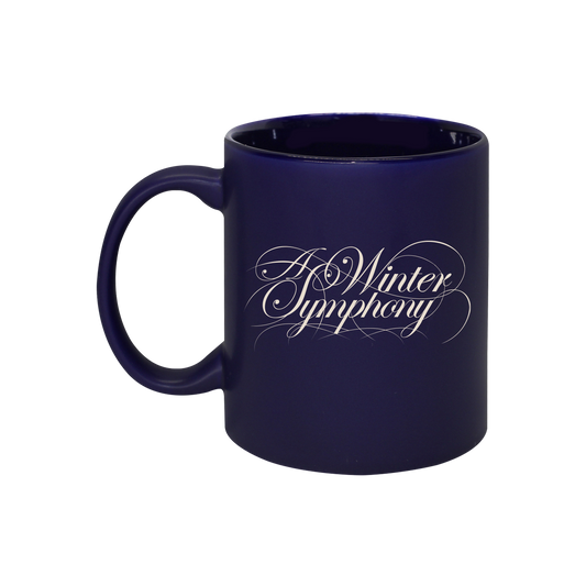 A Winter Symphony - Double Sided Ceramic Coffee Mug - Cobalt Blue