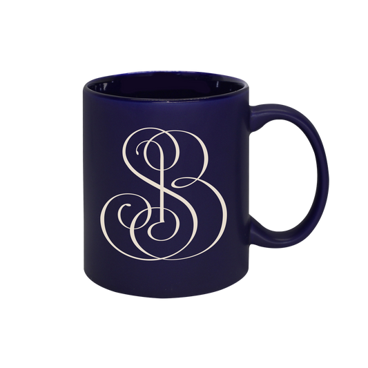 A Winter Symphony - Double Sided Ceramic Coffee Mug - Cobalt Blue